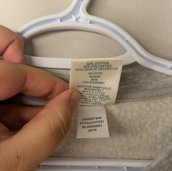 Blair Scoop Crew Neck Grey Sweatshirt Embroidered Flower Detail Women Medium - Picture 6 of 9